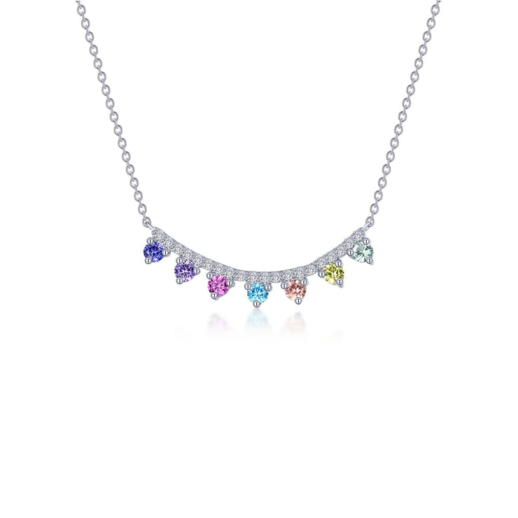 Fancy Lab-Grown Sapphire Curved Bar Necklace