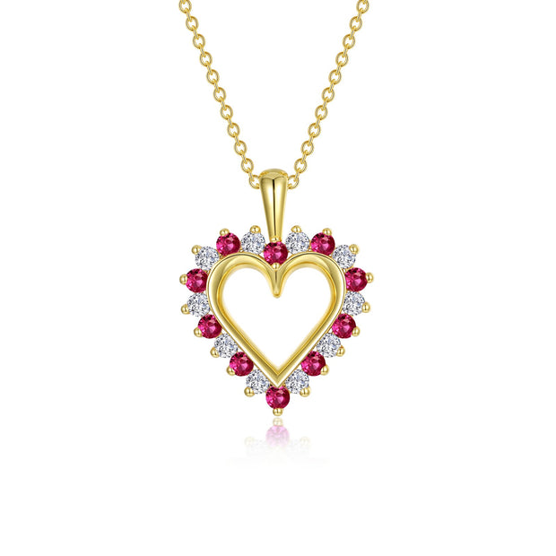 Fancy Lab-Grown Ruby Heart Pendant Necklace