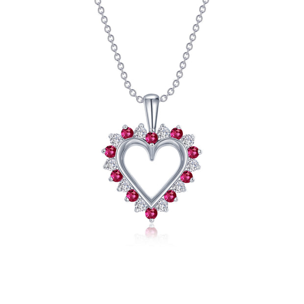 Fancy Lab-Grown Ruby Heart Pendant Necklace