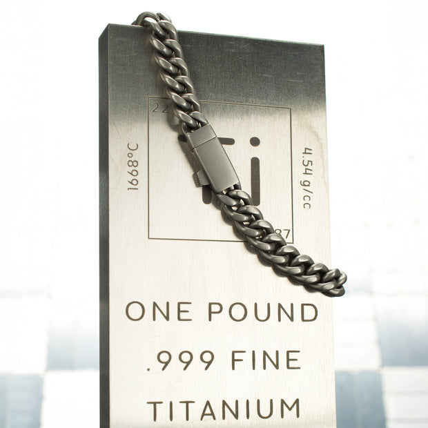 8mm Titanium Flat Clasp Miami Cuban Bracelet