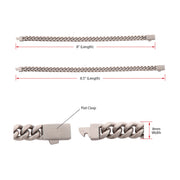 8mm Titanium Flat Clasp Miami Cuban Bracelet