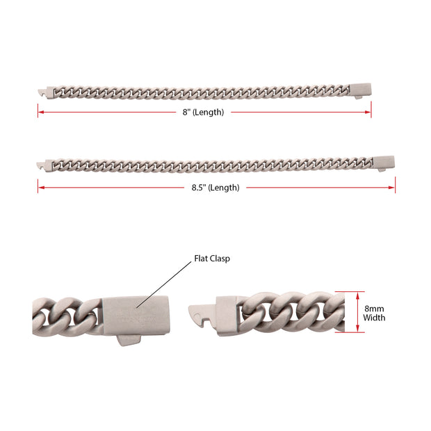 8mm Titanium Flat Clasp Miami Cuban Bracelet