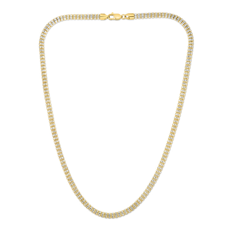 14K Gold 18"" 4.25mm Two-Tone Fancy Ice Chain