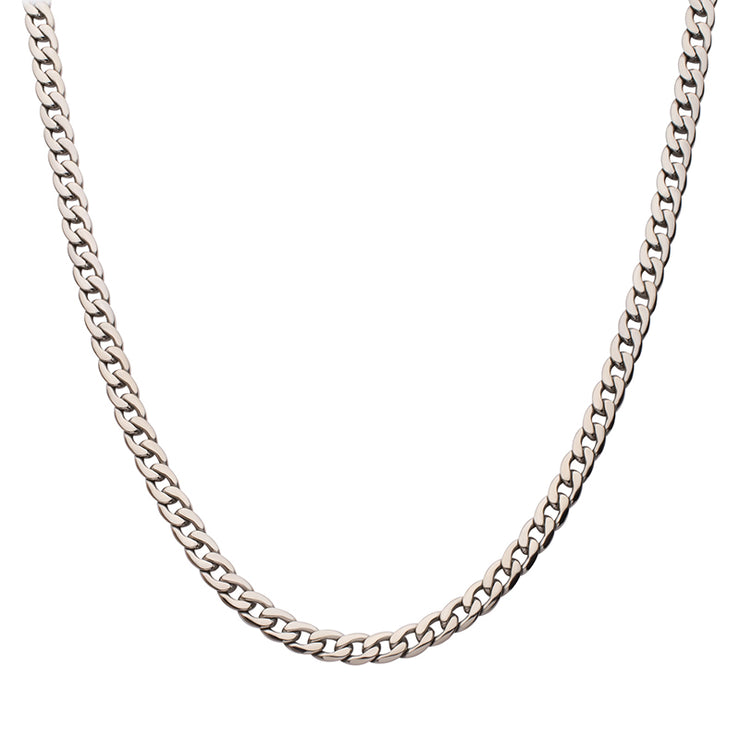 7.4mm Titanium Curb Chain Necklace with Lobster Clasp