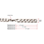 7.4mm Titanium Curb Chain Necklace with Lobster Clasp