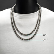 8mm Titanium Flat Clasp Miami Cuban Necklace