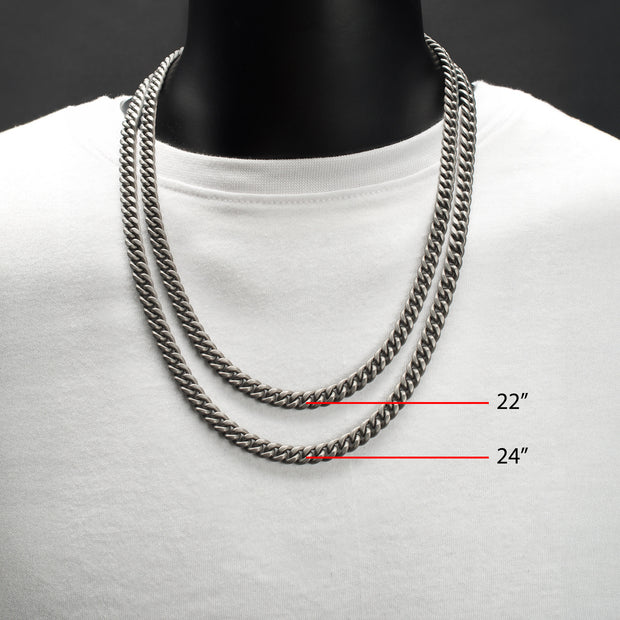 8mm Titanium Flat Clasp Miami Cuban Necklace