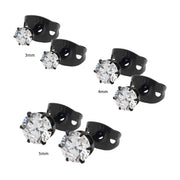 20g Black IP Titanium Post and Butterfly Back with 6-Prong Gem Stud Earrings