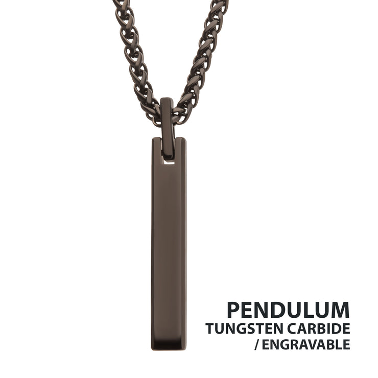 Black IP Tungsten Carbide Monolith Engravable Pendant