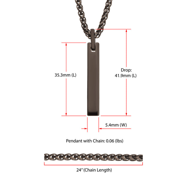 Black IP Tungsten Carbide Monolith Engravable Pendant