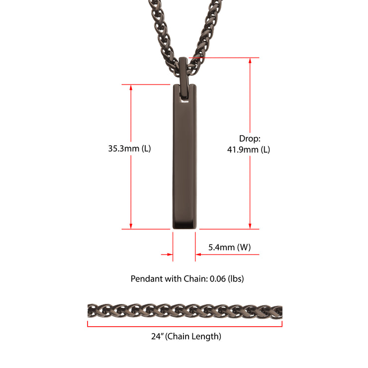 Black IP Tungsten Carbide Monolith Engravable Pendant