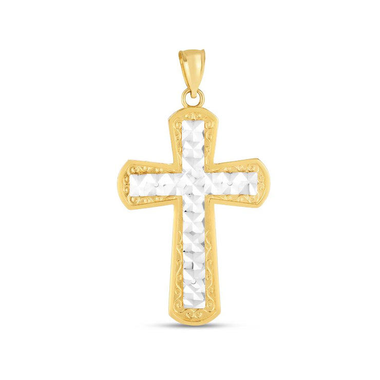 14K Two-tone Cross Pendant