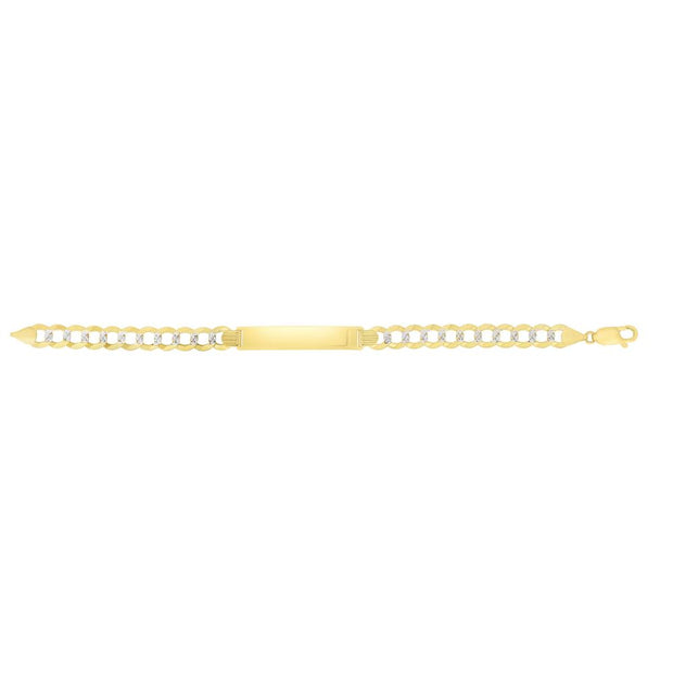 14K Gold 6.7mm Pave Curb ID Bracelet