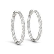 1.5 INCH 3 ROW PAVE OVAL HOOP Complete per 1/2 pair.