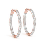 1.5 INCH 3 ROW PAVE OVAL HOOP Complete per 1/2 pair.