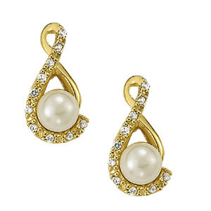 EARRING 6MM PEARL CENTER EARRINGS Complete per 1/2 pair.