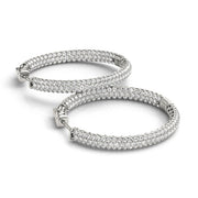 .6 INCH 3 ROW PAVE ROUND HOOP Complete per 1/2 pair.