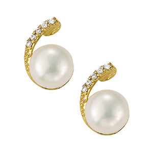 EARRING 7MM PEARL CENTER EARRINGS Complete per 1/2 pair.