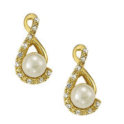 EARRING 6MM PEARL CENTER EARRINGS Complete per 1/2 pair.