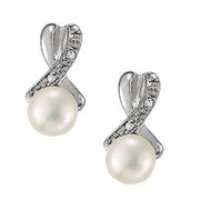 EARRING 6MM PEARL CENTER EARRING Complete per 1/2 pair.