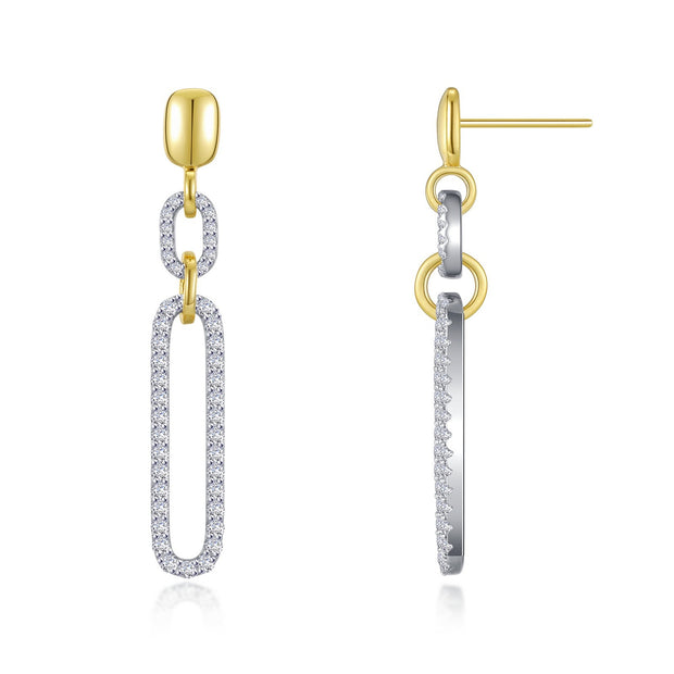 2-Tone Paperclip Drop Earrings