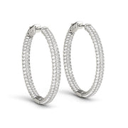 .6 INCH 3 ROW PAVE ROUND HOOP Complete per 1/2 pair.