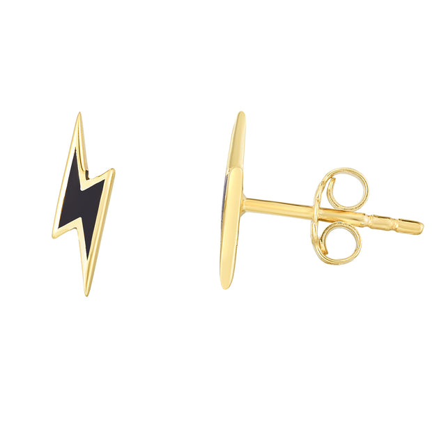 14K Lightning Bold Enamel Earrings