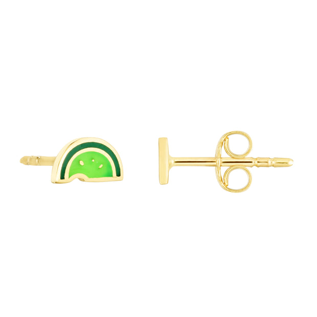 14K Lime Wedge Enamel Earrings