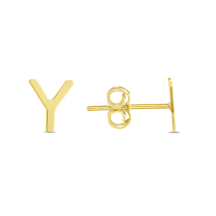 14K Gold Initial Y Stud Earring