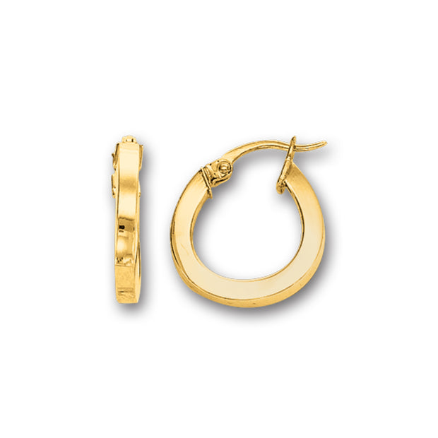 14K Yellow Gold Polished Round Hoop Earring