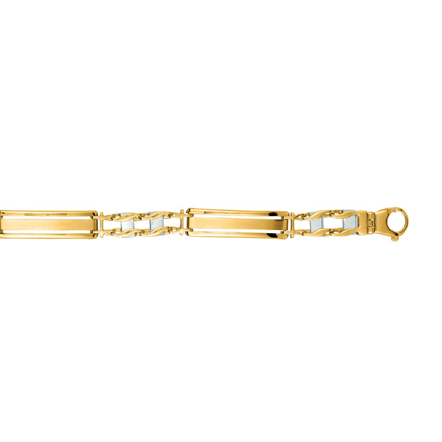 14K Yellow & White Gold Railroad Link Bracelet with Lobster Clasp