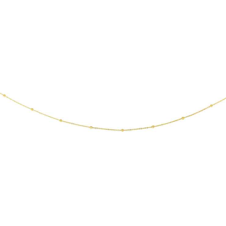 14K Gold 1.75mm Polished Bead Saturn Chain