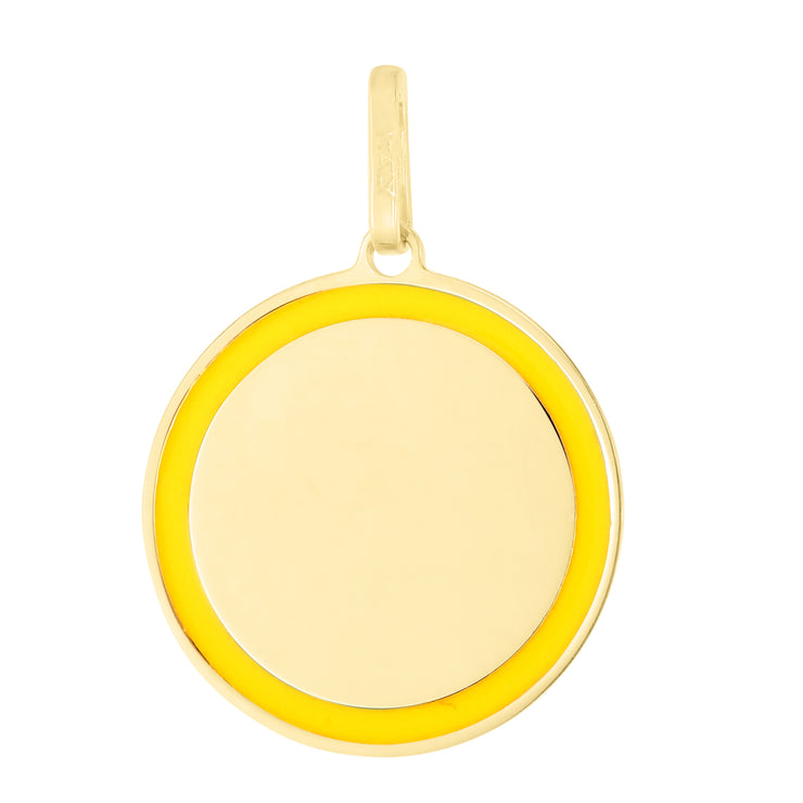 14K Yellow Enamel Circle Charm