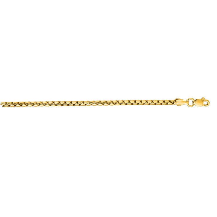 14K Gold 2.4mm Lite Round Box Chain