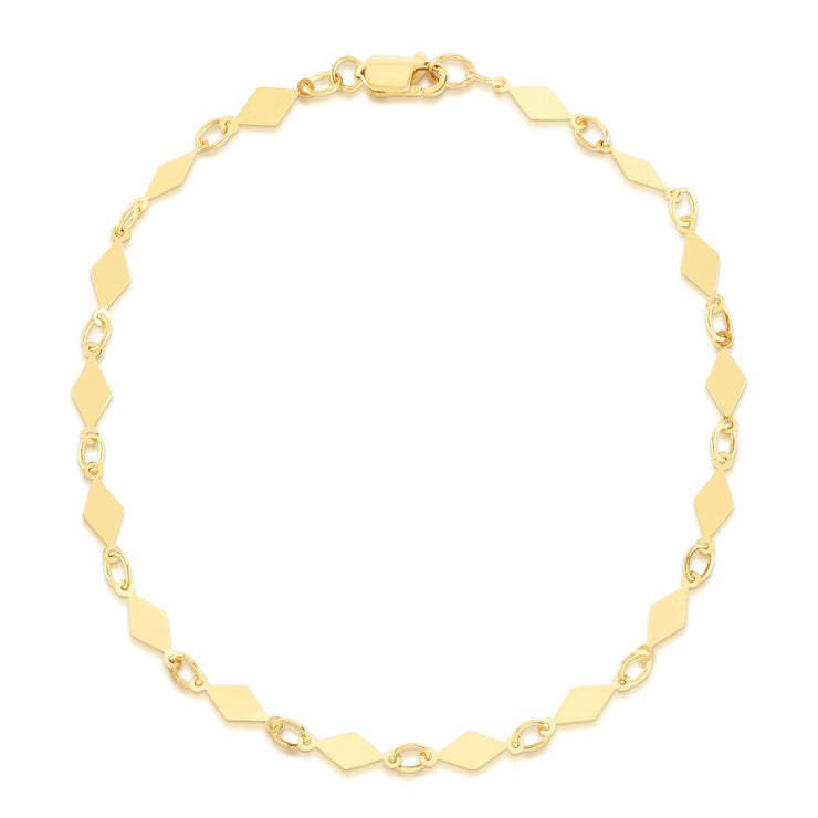 14K Gold Diamond Shape Mirror Chain