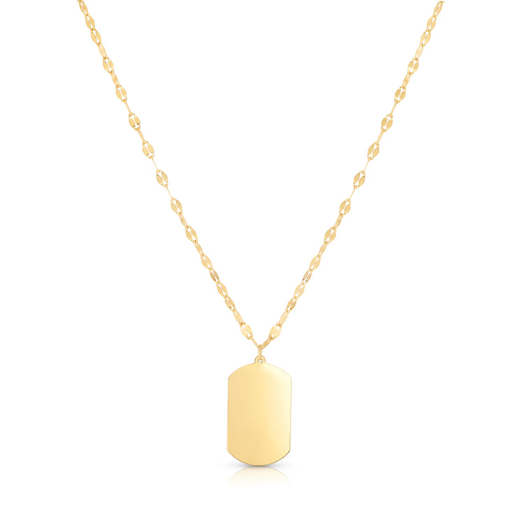 14K Gold DogTag with Mirror Chain