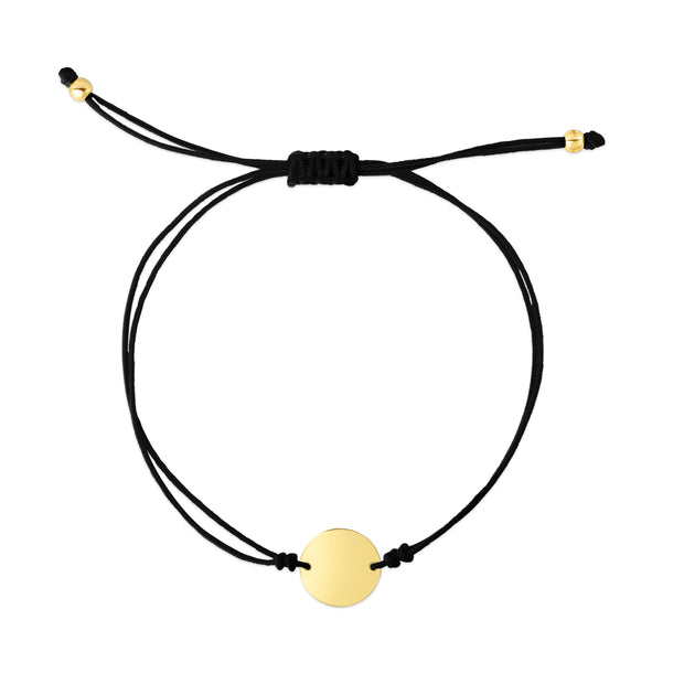 14K Black Cord Circle Adjustable Bracelet