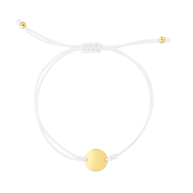 14K White Cord Circle Adjustable Bracelet