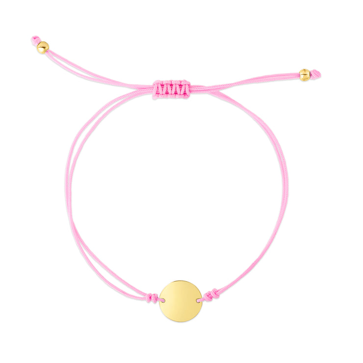 14K Pink Cord Circle Adjustable Bracelet