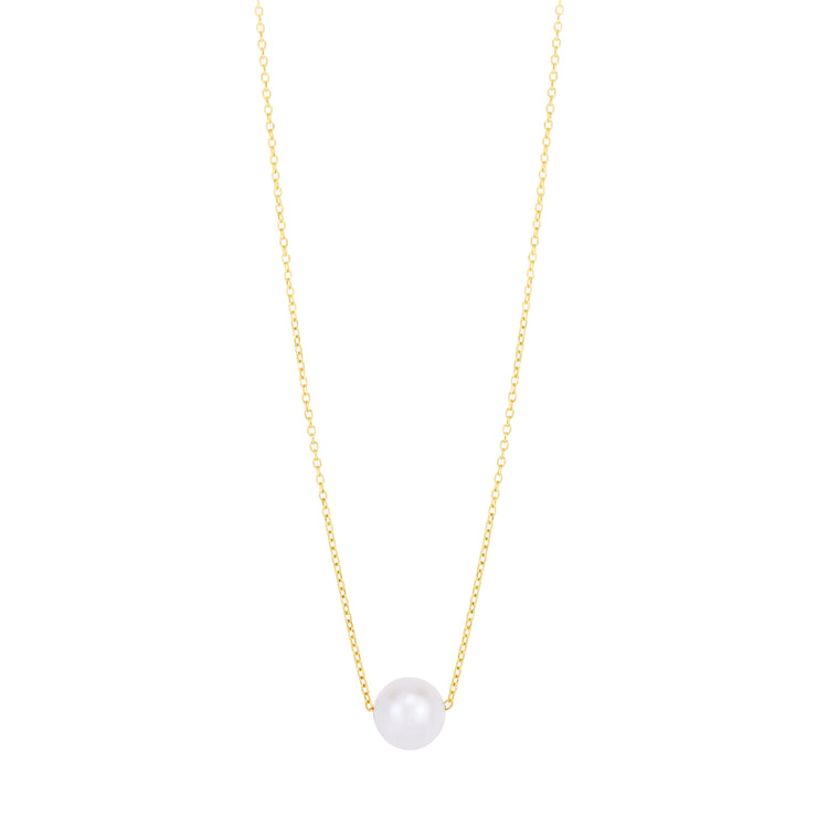14K Pearl Necklace Solitaire necklace
