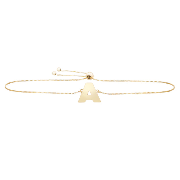 14K Gold Initial A Bolo Bracelet