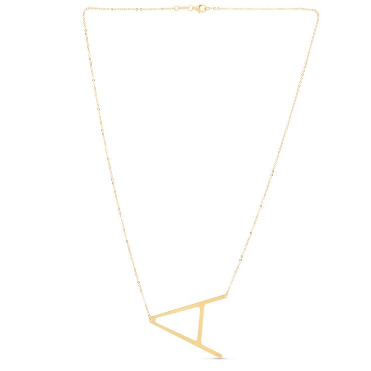 14K Gold Large Initial A Necklace