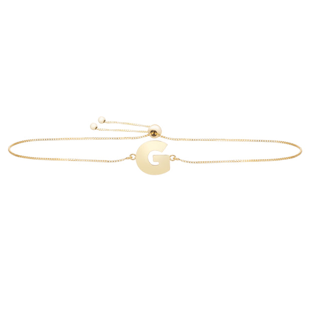 14K Gold Initial G Bolo Bracelet