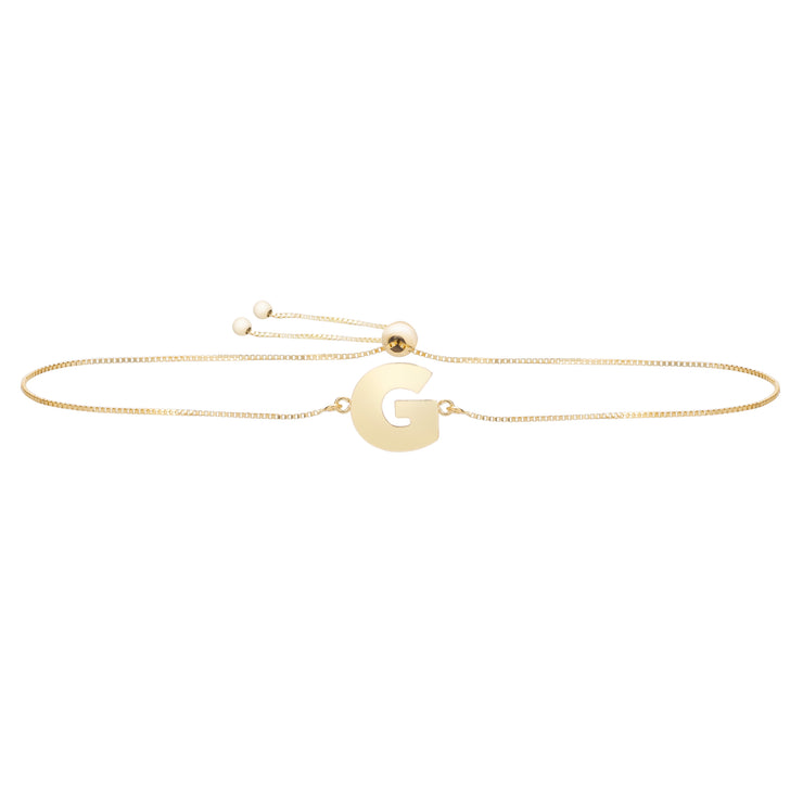 14K Gold Initial G Bolo Bracelet