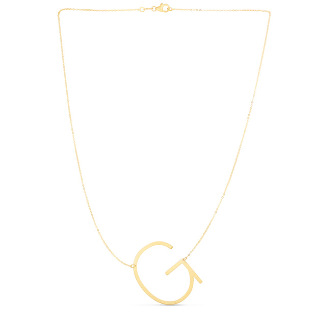 14K Gold Large Initial G Necklace