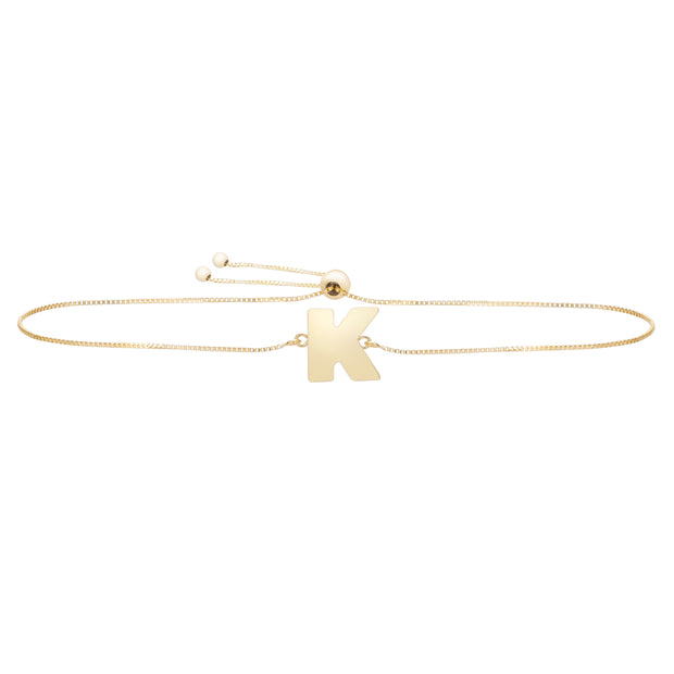 14K Gold Initial K Bolo Bracelet