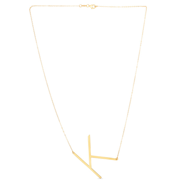 14K Gold Large Initial K Necklace