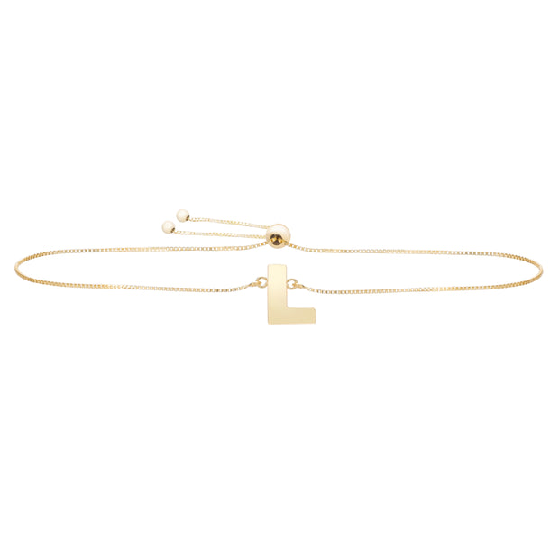 14K Gold Initial L Bolo Bracelet