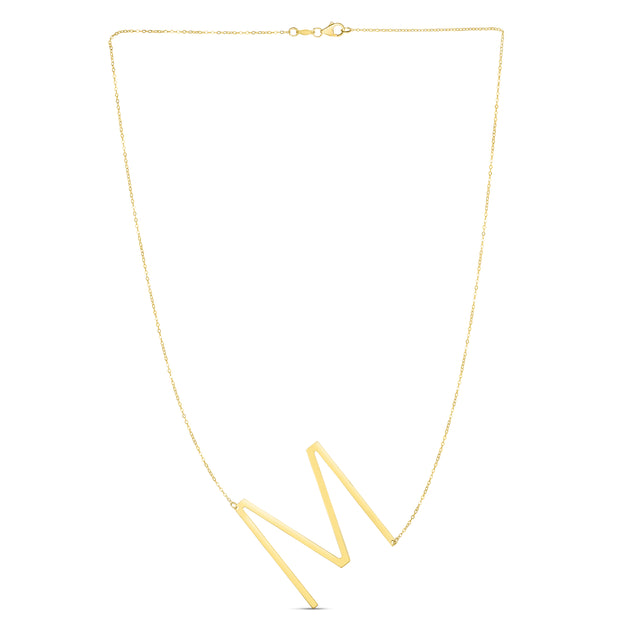 14K Gold Large Initial M Necklace