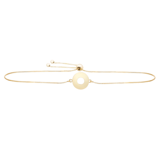 14K Gold Initial O Bolo Bracelet